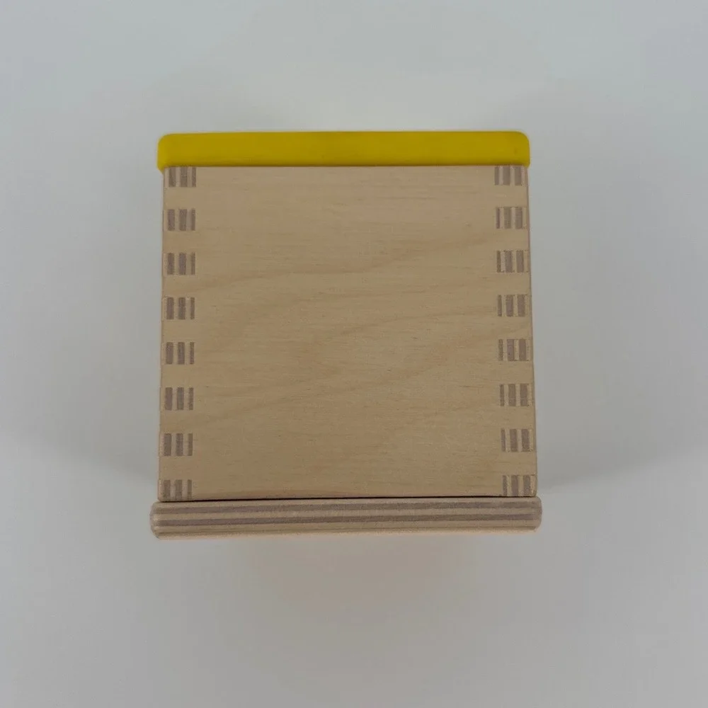 Lovevery Wooden Coin Bank Box Replacement BOX ONLY Toy Natural Wood Yellow Lid